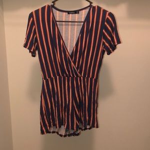 Navy, orange, white romper